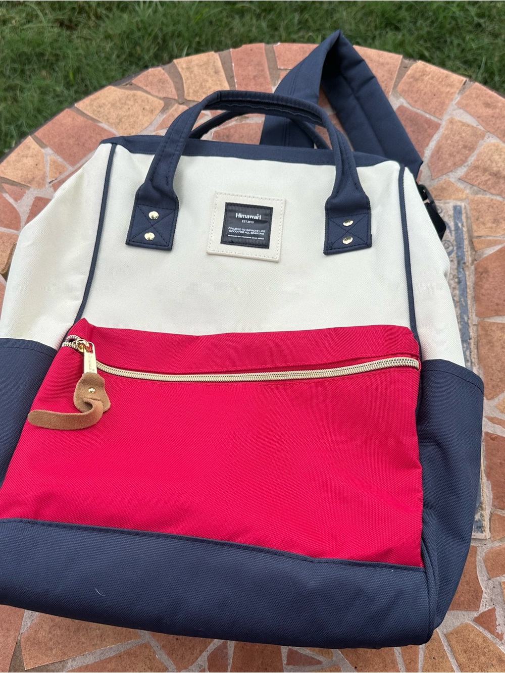 Himawari Tricolor Laptop Backpack – Red White Blue Waterproof Travel Bag